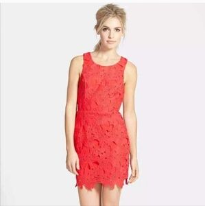 Astr Bold Red Cut Lace Dress: Gorgeous!
